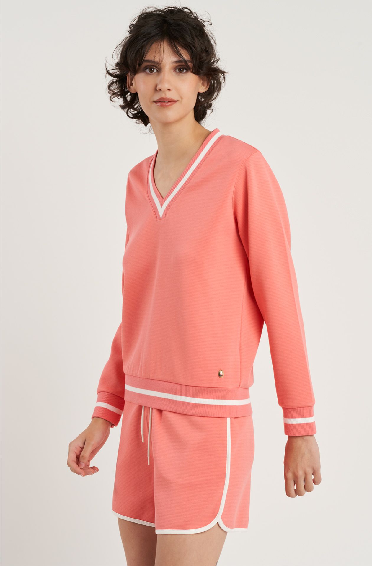 Women's sweatshirt in cotton and viscose blend