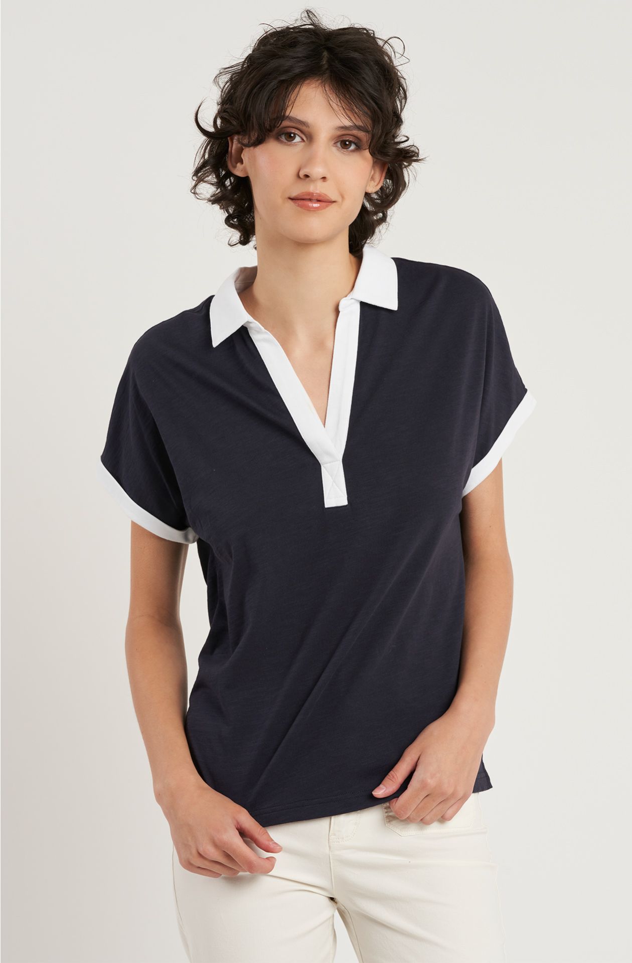 Polo da donna in cotone slab