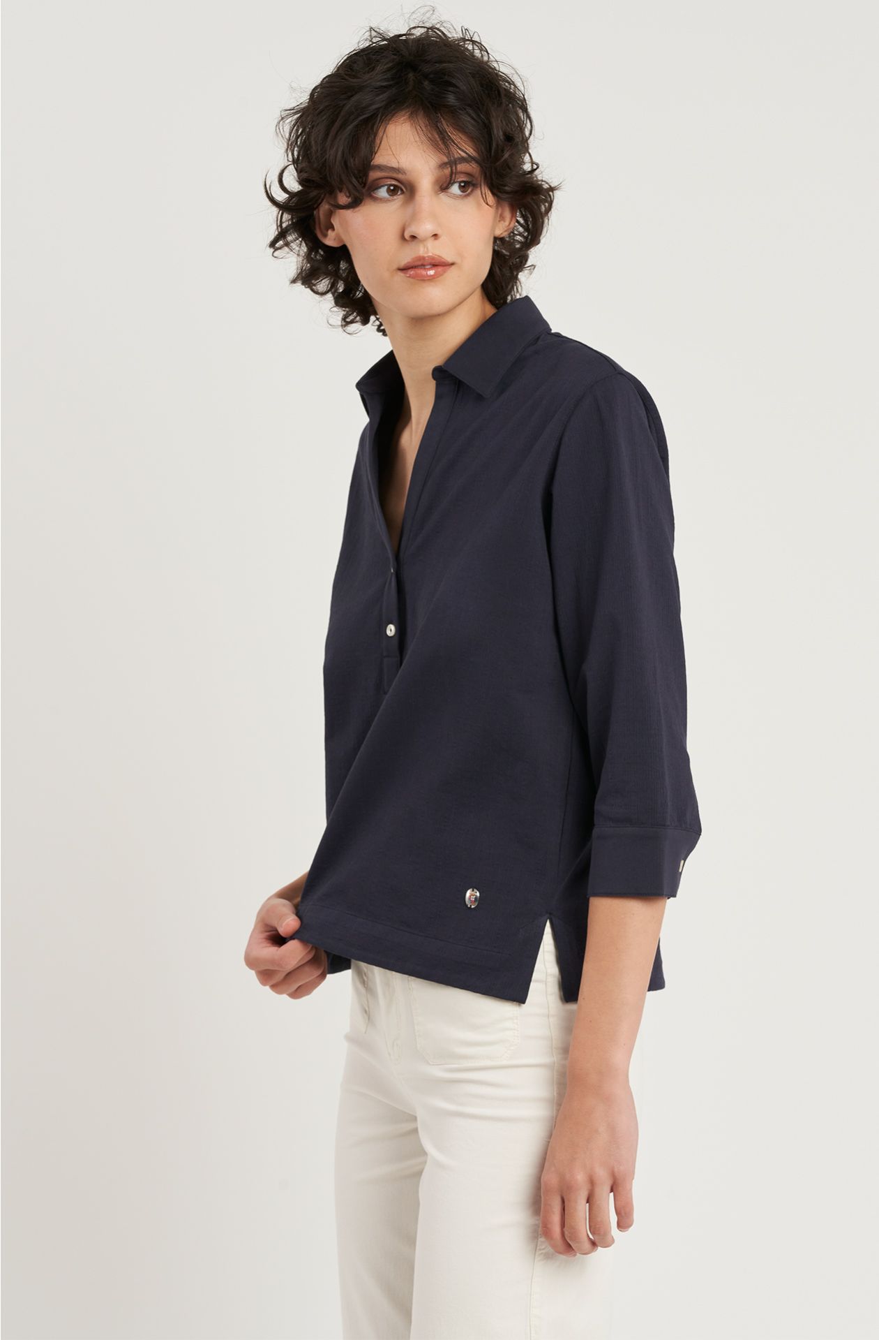 Women's embossed cotton polo