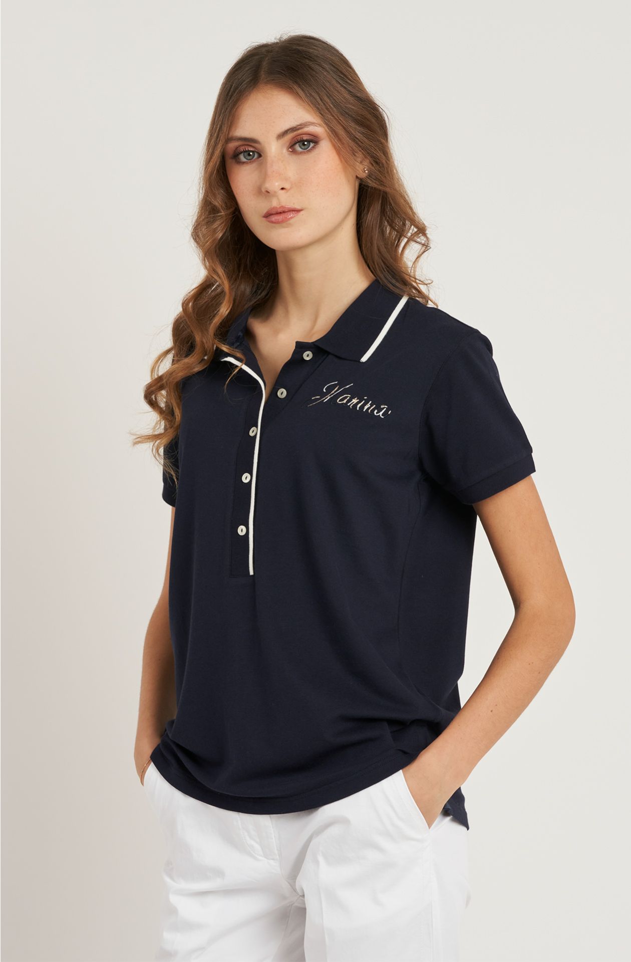 Polo da donna in cotone piquet