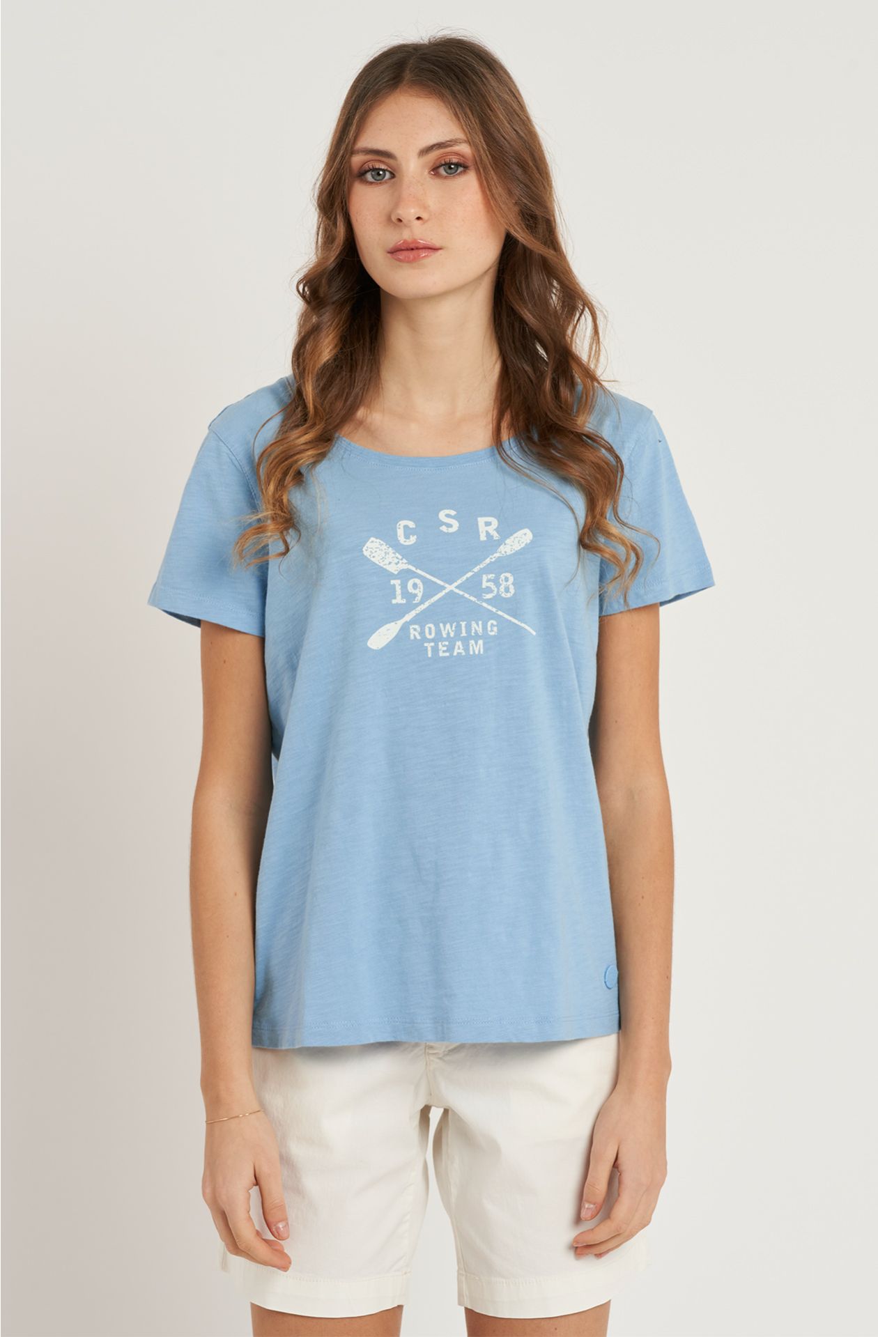 T-shirt da donna Rowing Team in cotone slub