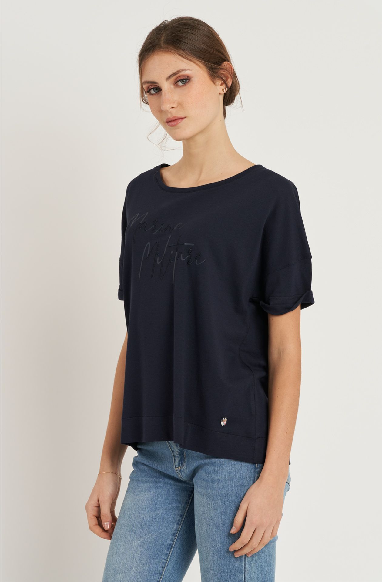 T-shirt da donna in cotone piquet