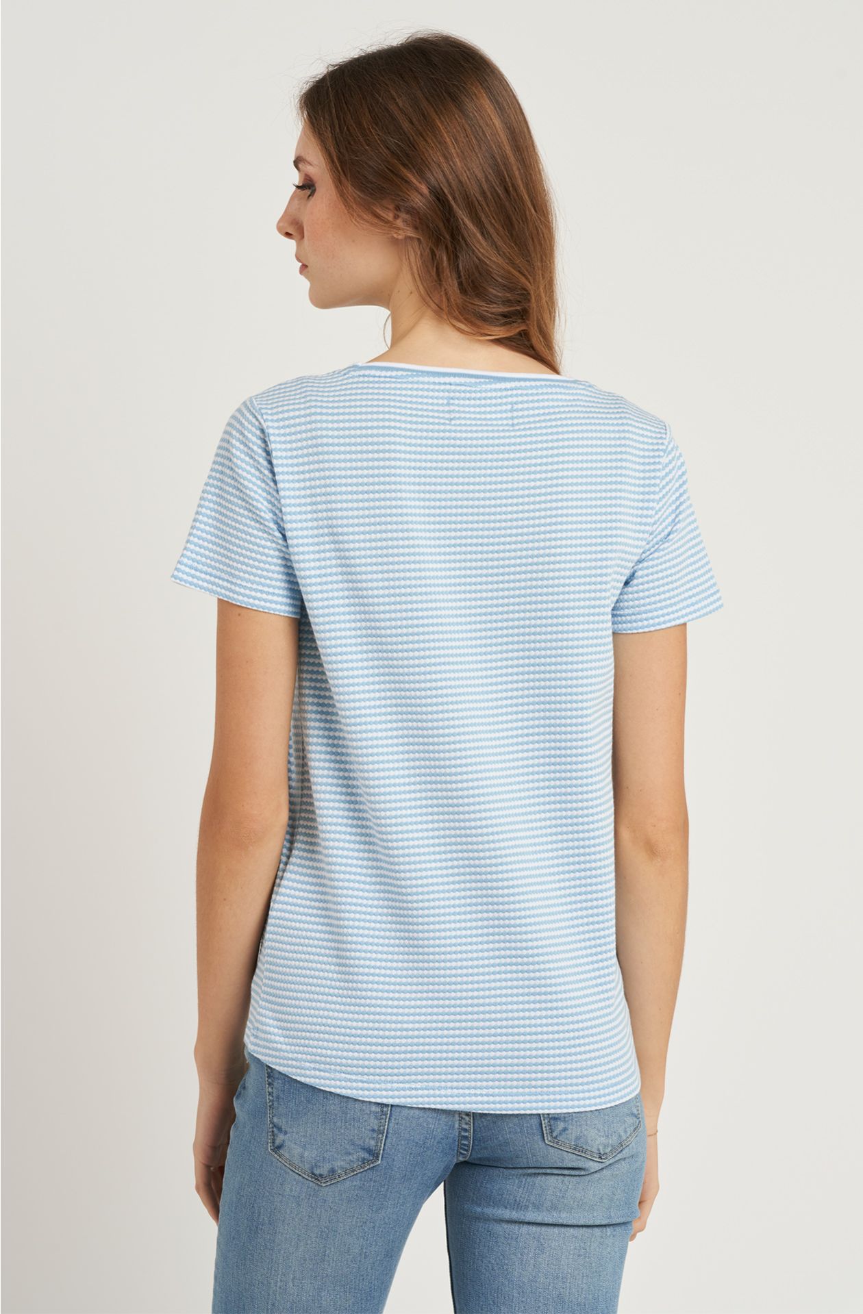 T-shirt da donna in cotone in cotone lavorato