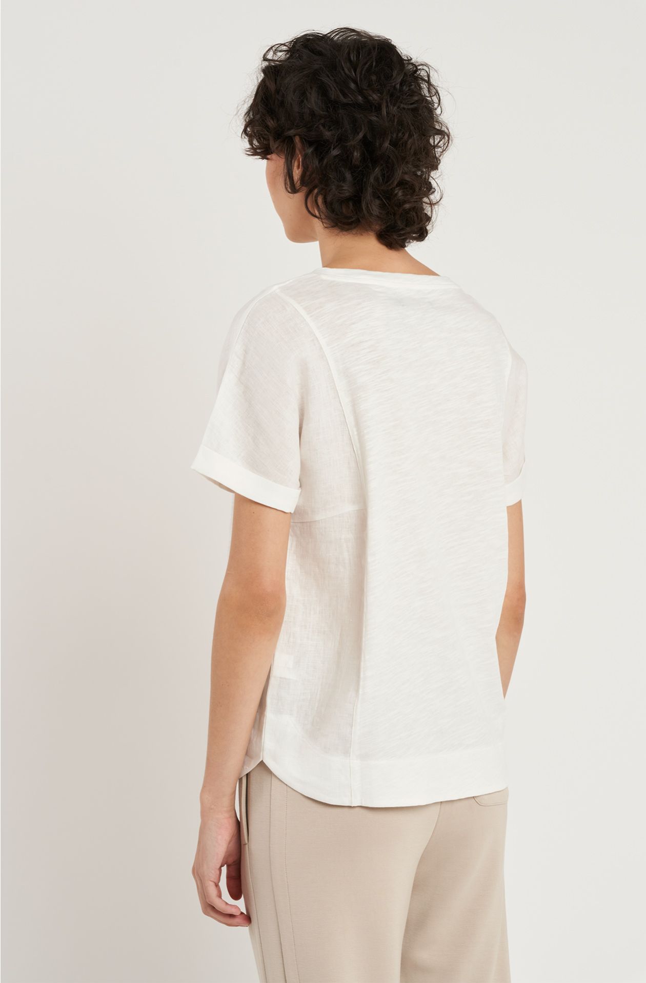 T-shirt da donna in cotone e lino